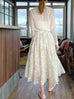 Ivory Floral Star Embroidered Mesh Elastic Waist Midi Skirt