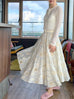 Ivory Floral Star Embroidered Mesh Elastic Waist Midi Skirt