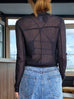 Black Delicate Diamond Lattice Knit Unique Button Cardigan
