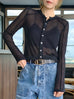 Black Delicate Diamond Lattice Knit Unique Button Cardigan