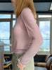 Lilac Delicate Diamond Lattice Knit Unique Button Cardigan