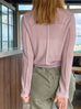 Lilac Delicate Diamond Lattice Knit Unique Button Cardigan