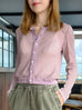 Lilac Delicate Diamond Lattice Knit Unique Button Cardigan