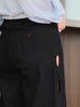 Classic Black Scalloped Cut-Out Detail Straight-Leg Cotton Trousers