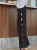 Classic Black Scalloped Cut-Out Detail Straight-Leg Cotton Trousers