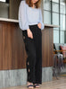 Classic Black Scalloped Cut-Out Detail Straight-Leg Cotton Trousers