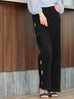 Classic Black Scalloped Cut-Out Detail Straight-Leg Cotton Trousers