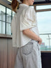 Clean White Sculptural Balloon Sleeve Collared Cotton Shirt