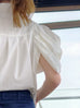 Clean White Sculptural Balloon Sleeve Collared Cotton Shirt
