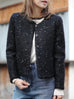 Black Freckle Bouclè Wool Scalloped Trim Patch Pocket Jacket