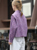 Cherry Embroidered Purple Checked Two-Way Button-Shoulder Shirt