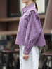 Cherry Embroidered Purple Checked Two-Way Button-Shoulder Shirt