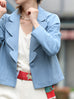 Vintage Washed Blue Petaline Lapel Tailored Denim Jacket