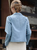 Vintage Washed Blue Petaline Lapel Tailored Denim Jacket