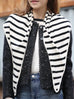 Navy/ White Stripe Ruffle Trim Triangle Cashmere Wool Scarf