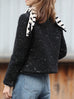 Black Freckle Bouclè Wool Scalloped Trim Patch Pocket Jacket