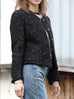 Black Freckle Bouclè Wool Scalloped Trim Patch Pocket Jacket