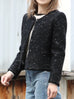 Black Freckle Bouclè Wool Scalloped Trim Patch Pocket Jacket