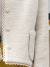 Ivory White Bouclè Wool Scalloped Trim Patch Pocket Jacket