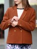 Rich Cinnamon Double-Breasted Woollen Tailored Blazer