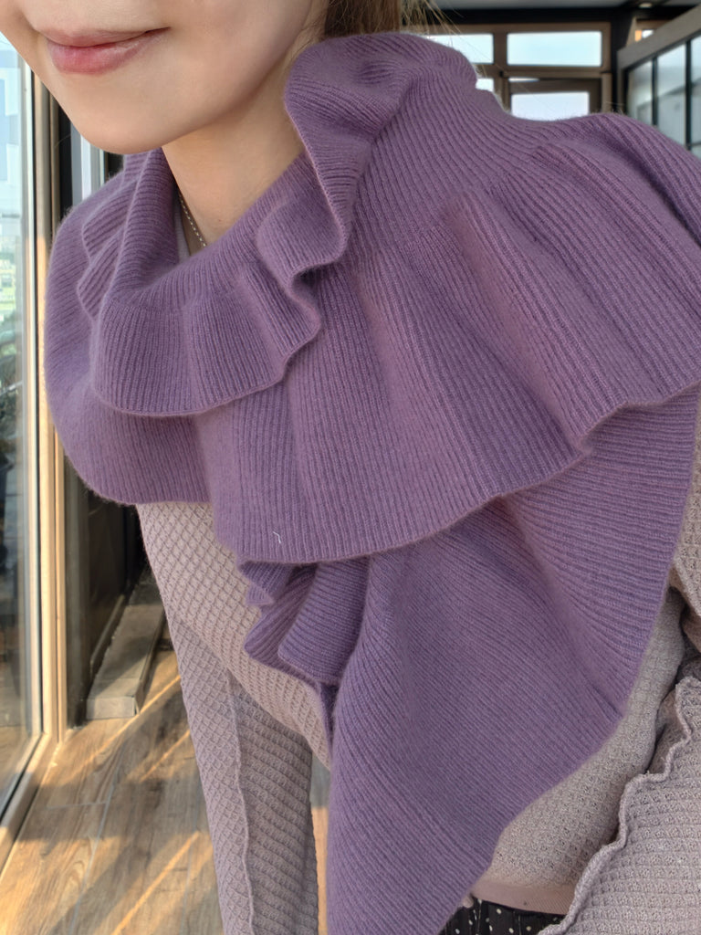 New Colour! Lilac Soufflé Luxe Cashmere Ruffle Collar Wrap
