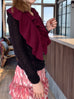 New Colour! Mulberry Velvet Luxe Cashmere Ruffle Collar Wrap