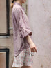 Dusty Violet Crinkled Knot Balloon Sleeve Longline Blouse