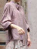 Dusty Violet Crinkled Knot Balloon Sleeve Longline Blouse