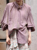 Dusty Violet Crinkled Knot Balloon Sleeve Longline Blouse