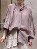 Dusty Violet Crinkled Knot Balloon Sleeve Longline Blouse