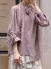 Dusty Violet Crinkled Knot Balloon Sleeve Longline Blouse