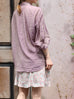 Dusty Violet Crinkled Knot Balloon Sleeve Longline Blouse