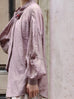 Dusty Violet Crinkled Knot Balloon Sleeve Longline Blouse