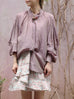Dusty Violet Crinkled Knot Balloon Sleeve Longline Blouse