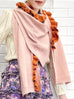 Pink/ Orange Asymmetric Ruffles Luxuries Wool Ruana - Scarf