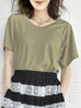 Olive Green Bow Detail Front/ back 2-Way Tee