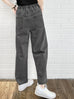 Medium Washed Black Ruffled Pocket Straight Leg Jean
