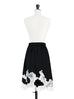 Black Silk Asymmteric Lace Trim Knee Length A-line Skirt