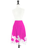 Fuchsia Silk Asymmteric Lace Trim Knee Length A-line Skirt
