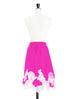 Fuchsia Silk Asymmetric Lace Trim Knee Length A-line Skirt