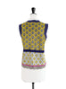 Citron Yellow Mosaic Pattern Knitted Sleeveless V-neck Sweater