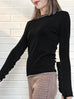 Black Extra-long Ruffled Sleeve Wool Blend Jumper