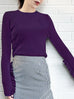 Deep Purple Extra-long Ruffled Sleeve Wool Blend Jumper
