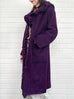 Purple Ruffle Trim Mohair Blended Longline Hooded Coatigan