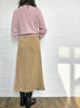 Misty Pink Ruffles Collar Boxy V-Neck Woollen Cashmere Cardigan