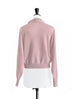 Misty Pink Ruffles Collar Boxy V-Neck Woollen Cashmere Cardigan