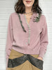Misty Pink Ruffles Collar Boxy V-Neck Woollen Cashmere Cardigan
