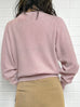 Misty Pink Ruffles Collar Boxy V-Neck Woollen Cashmere Cardigan