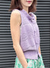 Lilac Purple Ruffle Collar Pattern-stitched Button Front Vest