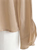 Beige Ribbon Detail V-neck Frilly Cuffs Silky Blouse